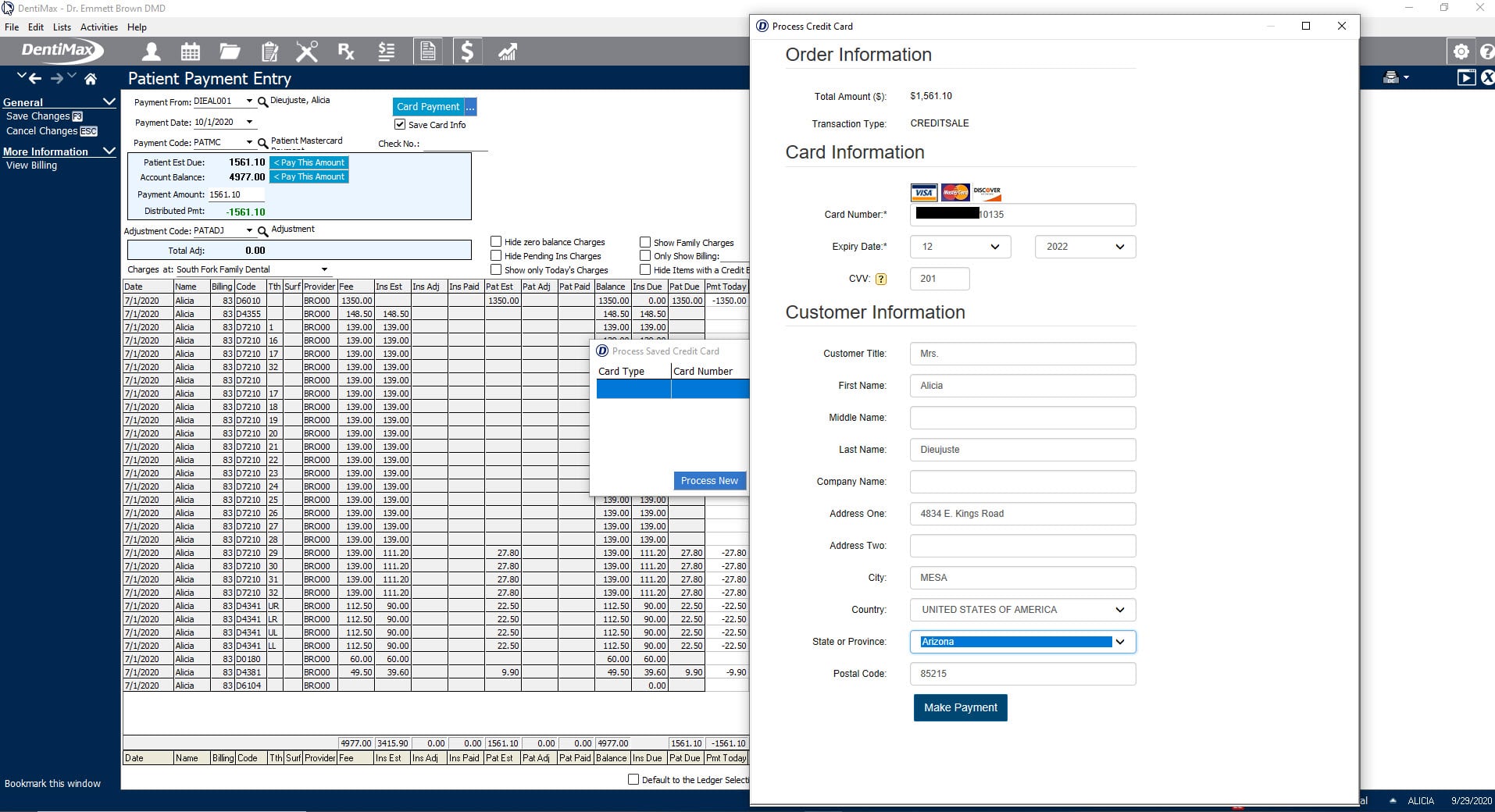 payment processing window