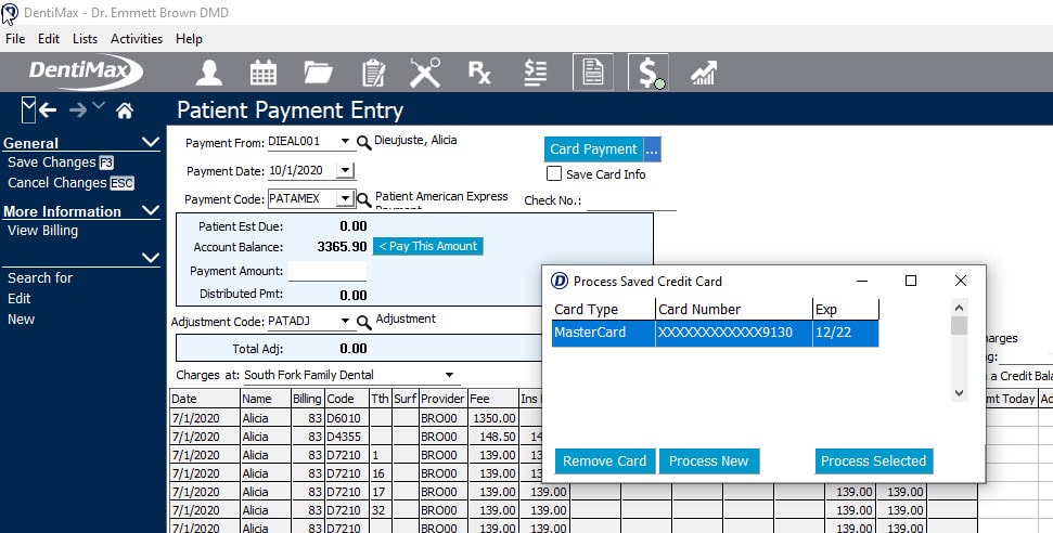 Patient payment entry